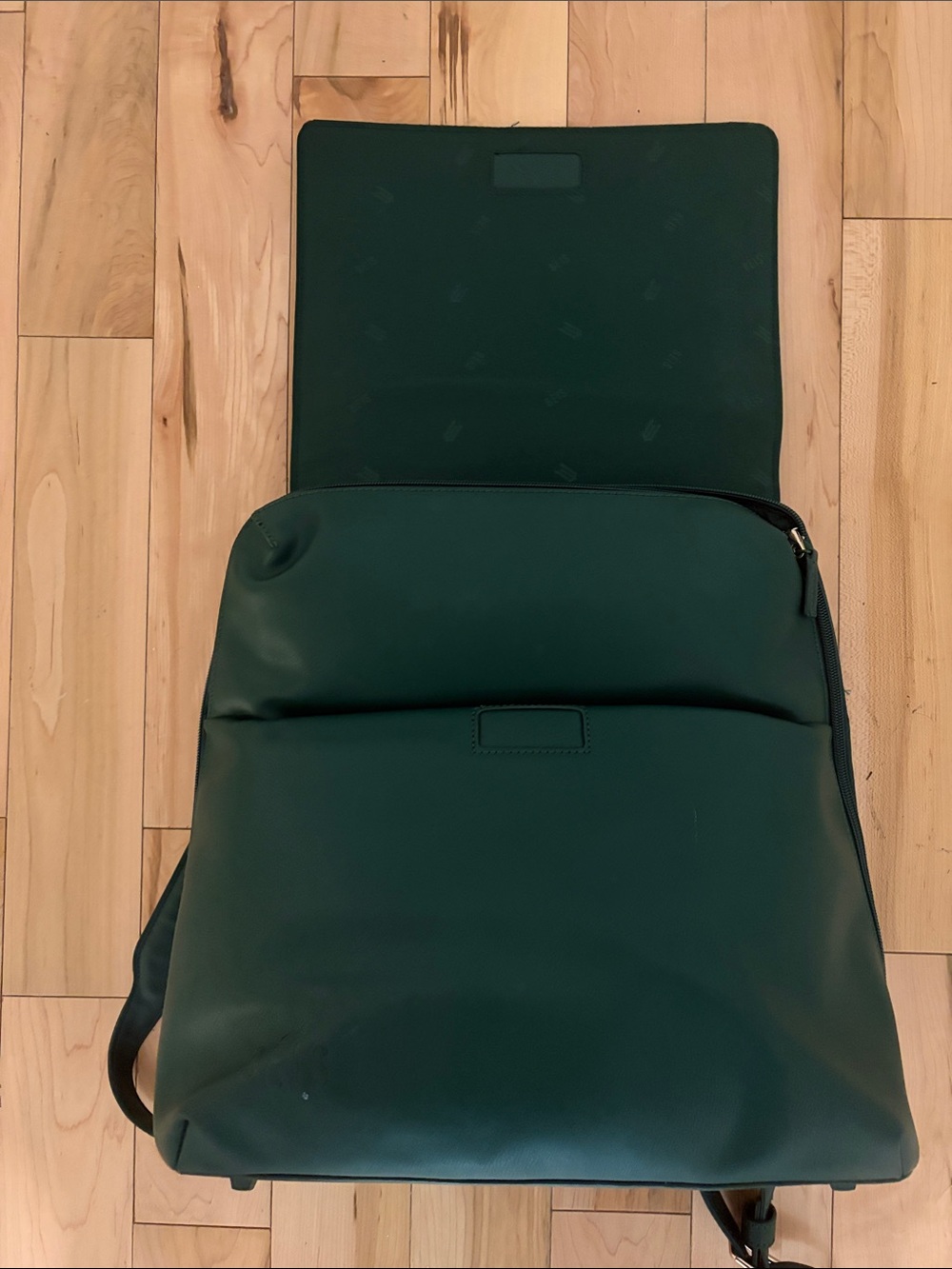 BEIS Dark Green Leather Backpack - Picture 3 of 4